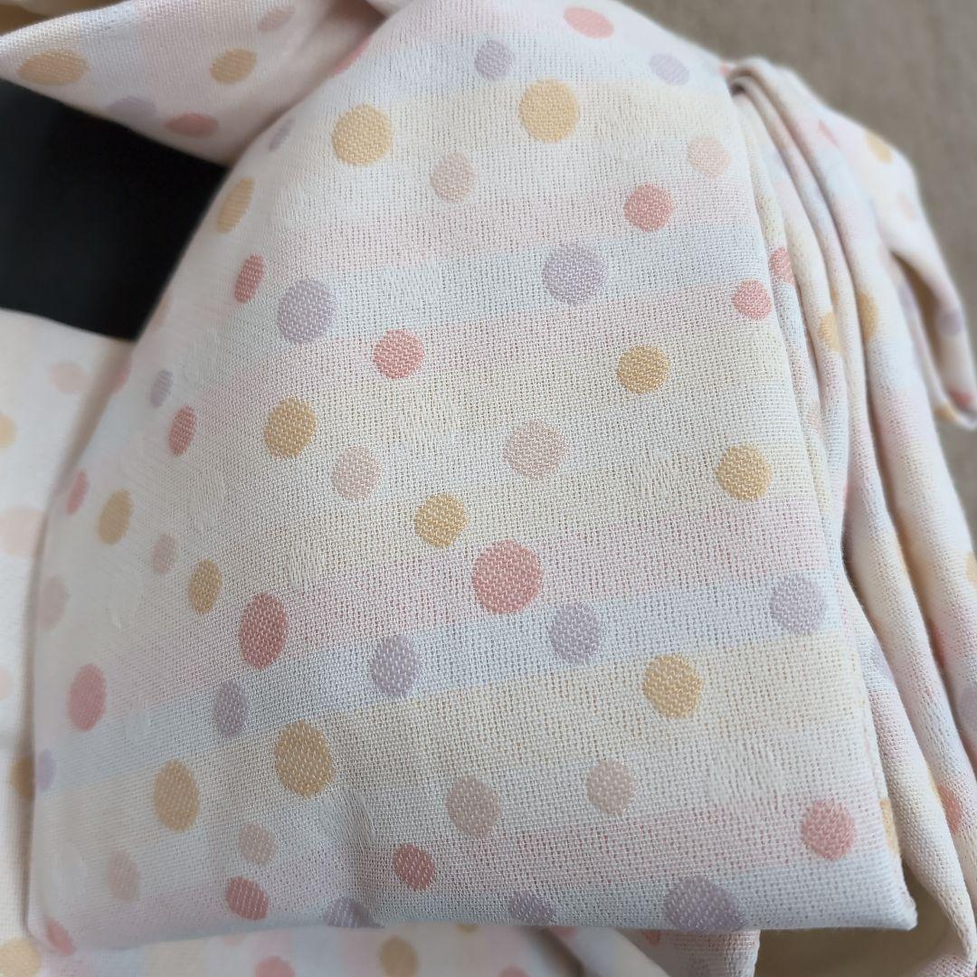 高級 結び帯 くすみピンク 水玉