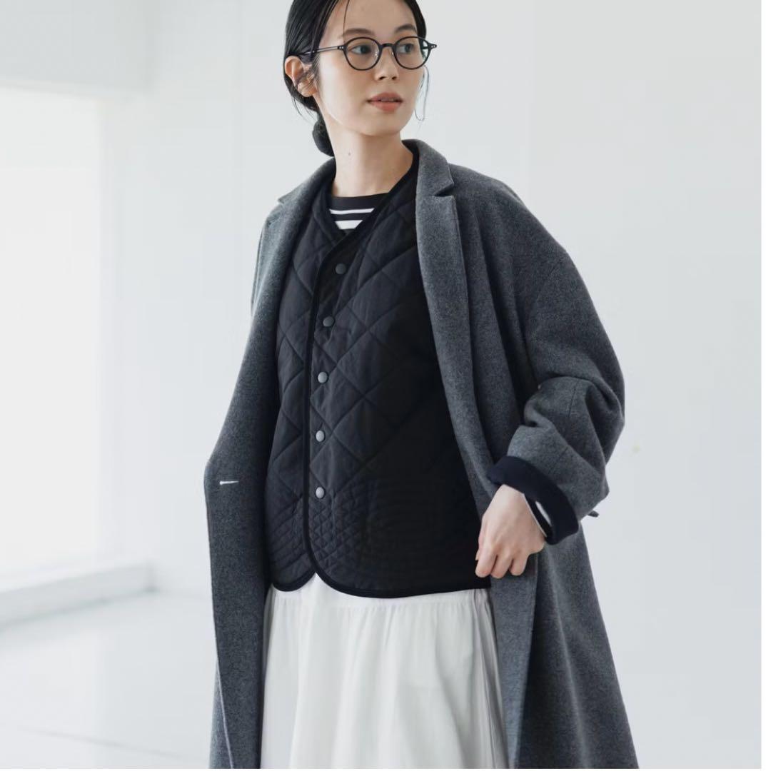 北欧暮らしの道具店　毎日着回したいキルティングベスト　ブラック