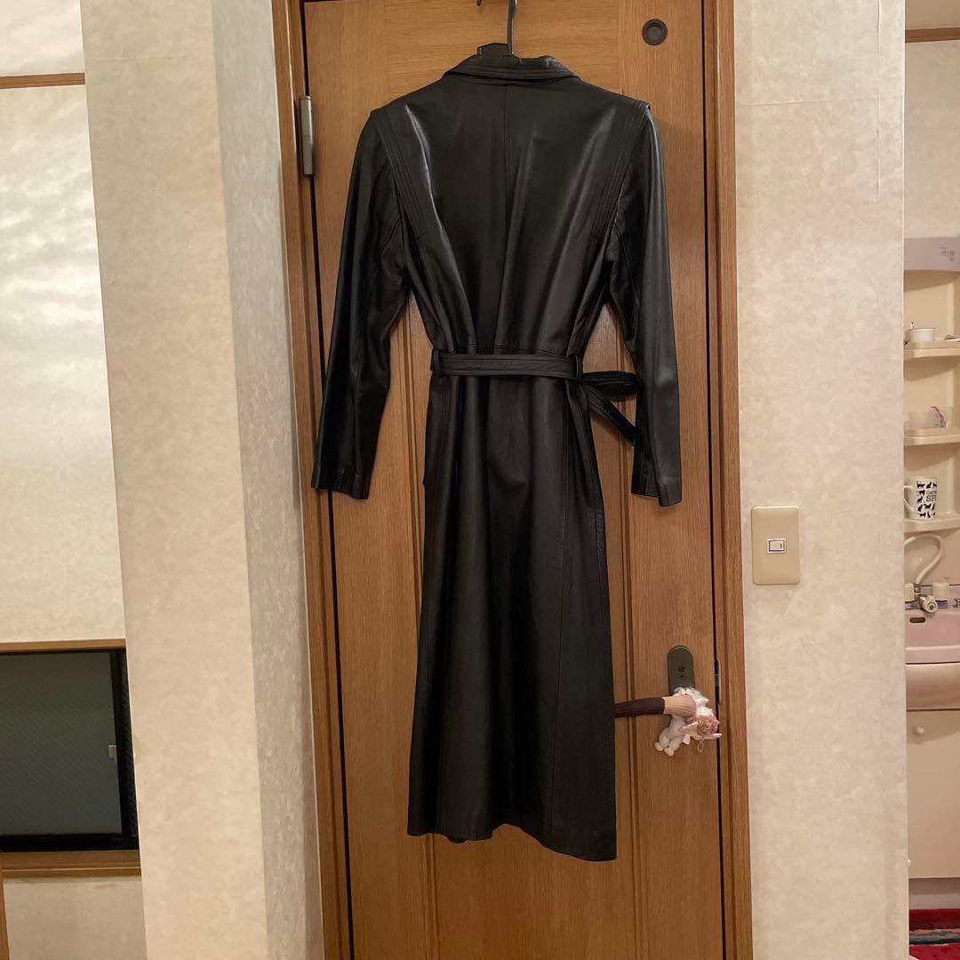 mondo 　　コート ロング　本革　黒　ベルト付き