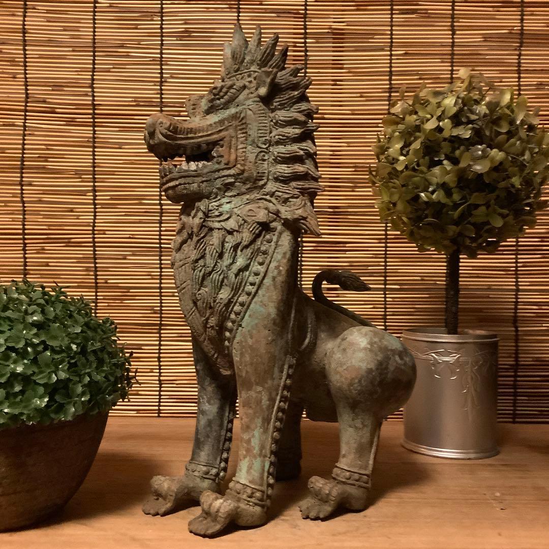 中国唐代「聖獣・唐獅子」神獣・霊獣・魔除け・守護・初唐様式・青銅・出土発掘