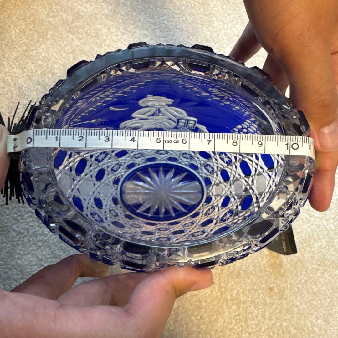 オレンヂ プロフ一読願います❗️マイセンクリスタル　色被せ花瓶（ブルー）