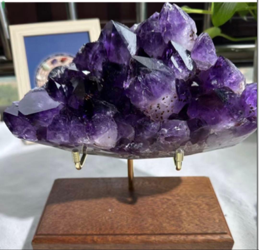 「癒しの石」アメジスト水晶結晶群 装飾品