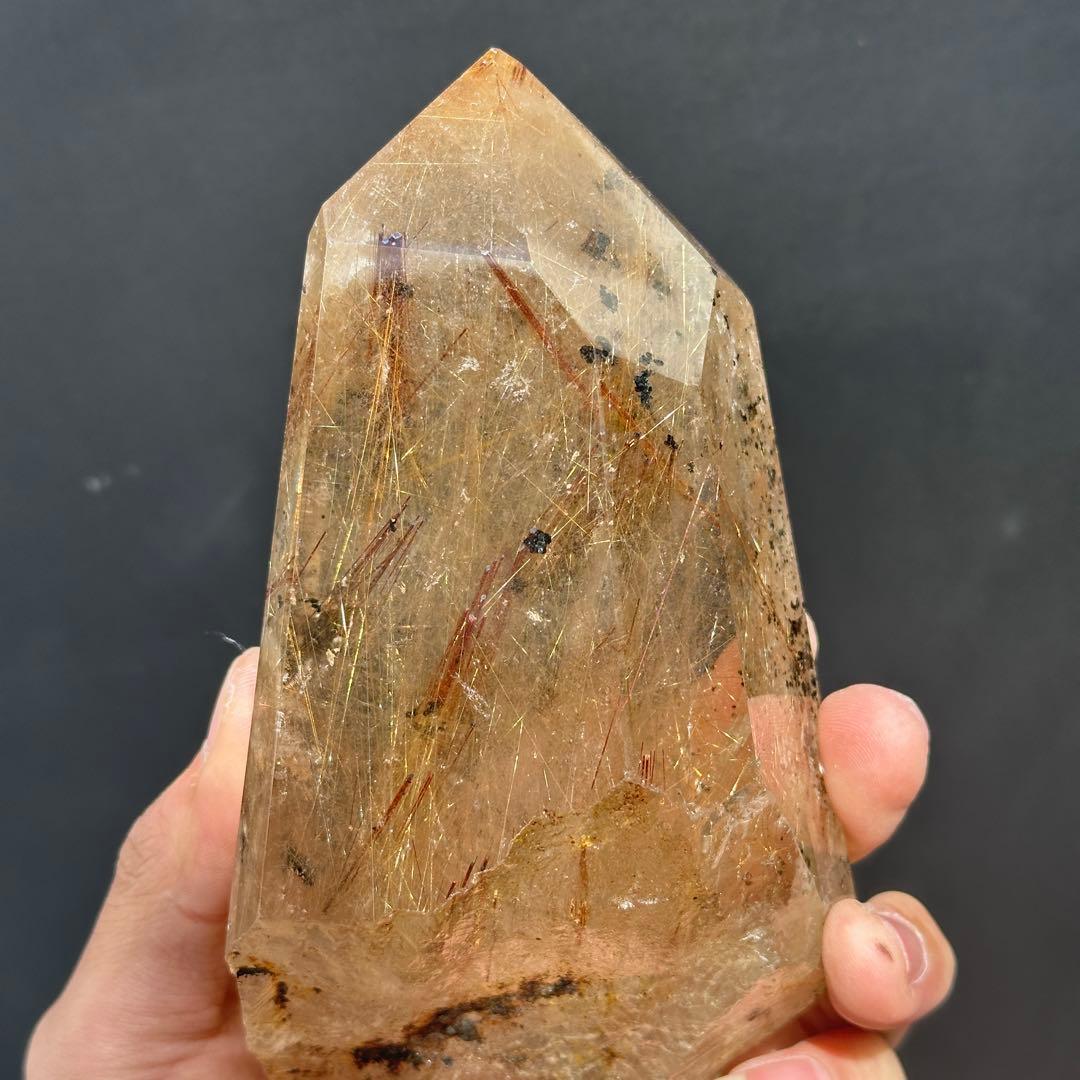 天然石ルチルクォーツのポイント　置物G.63