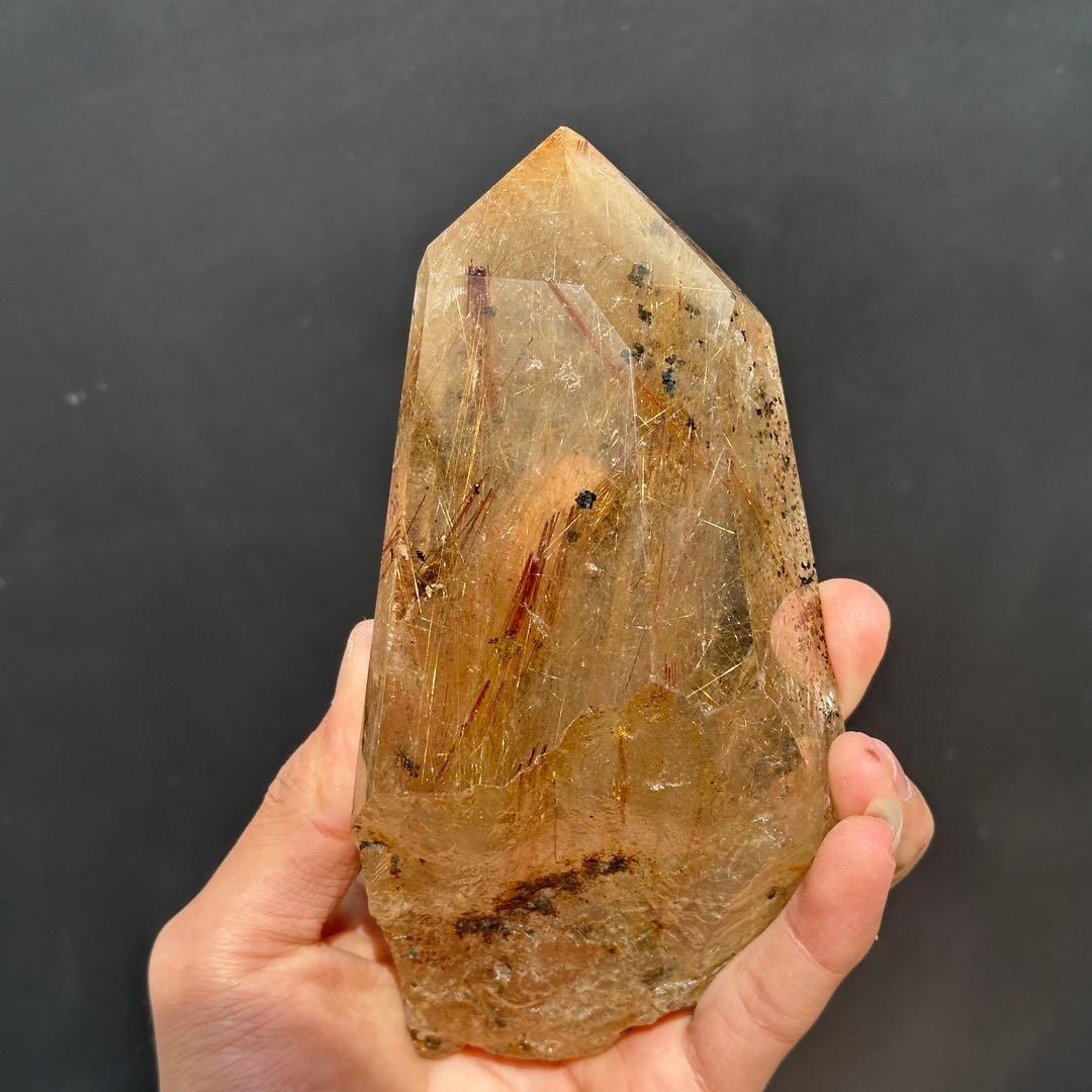 天然石ルチルクォーツのポイント　置物G.63