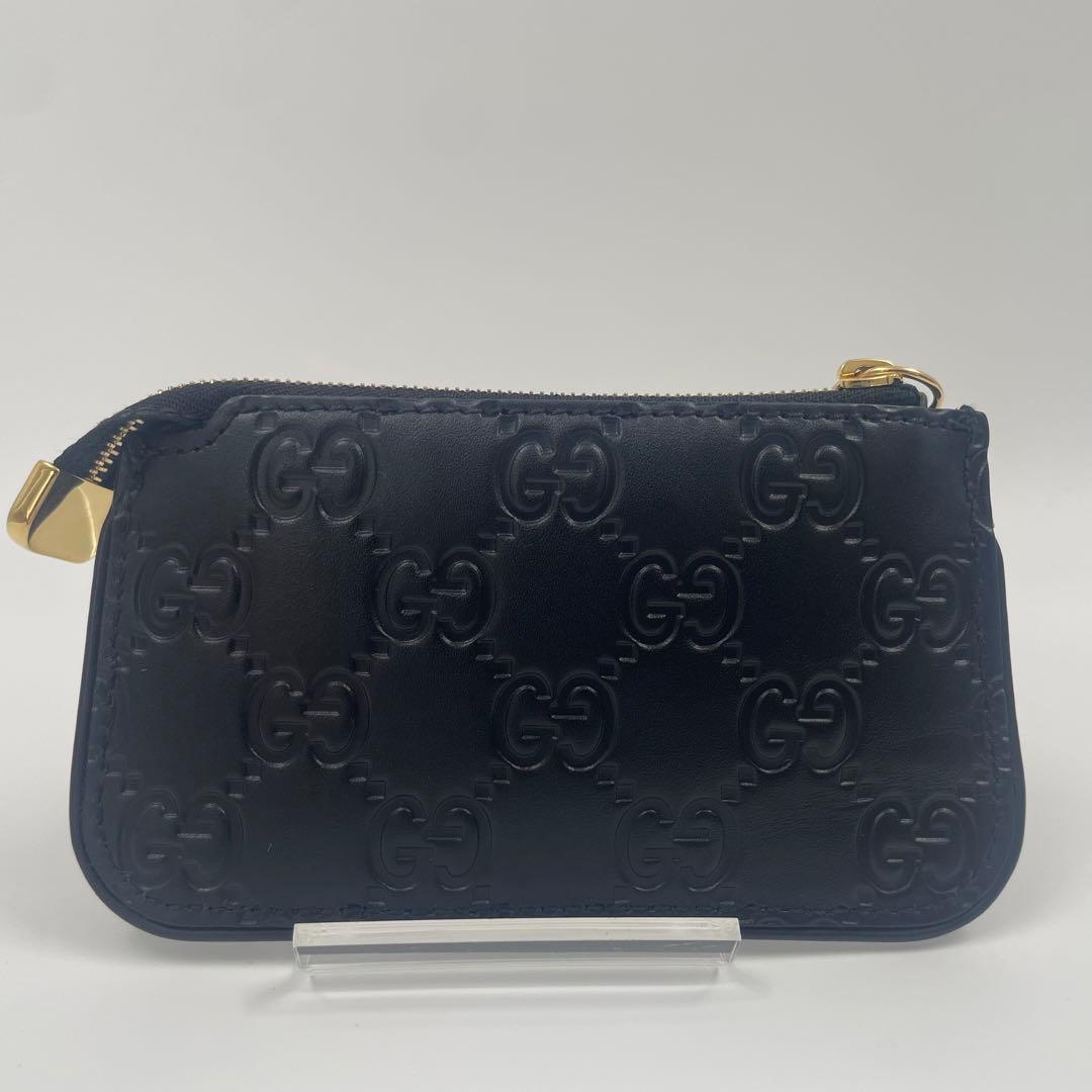 【✨未使用級】 GUCCI ケース シマ GG キーリング レザー 黒