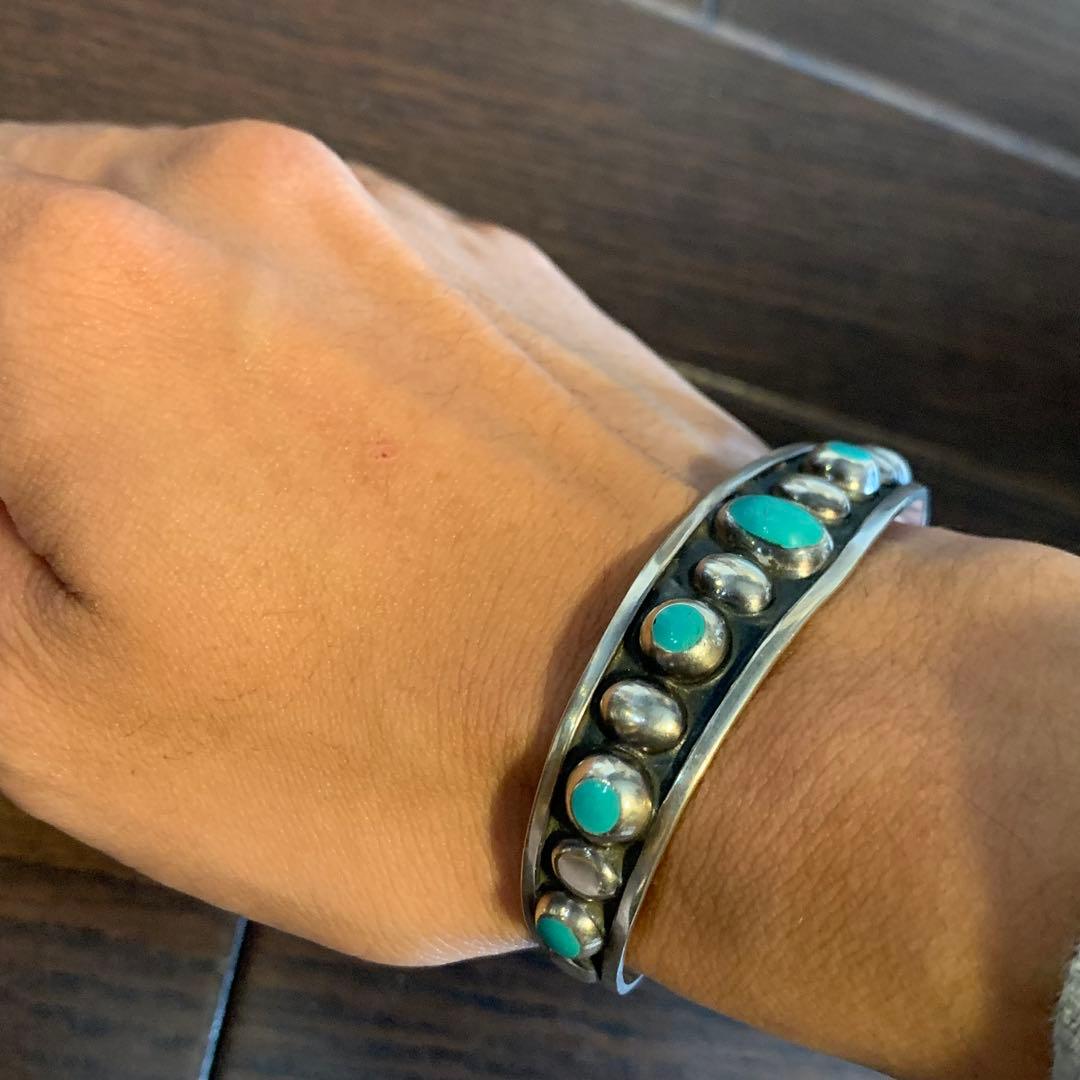 Mexico 925 ヴィンテージ　シルバー　バングル　ブレスレット　ターコイズ