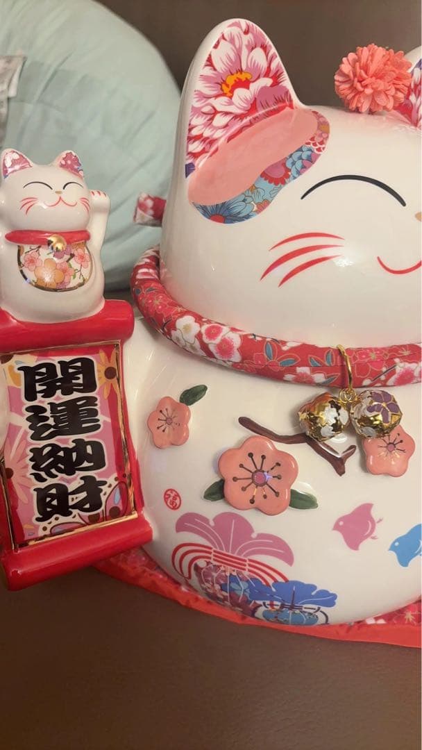 招き猫 置物 陶器製 23cm