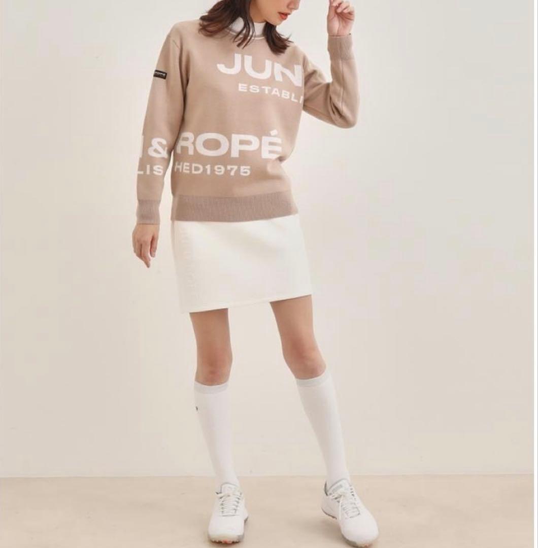 JUN&ROPE ロゴジャガードニット L ベージュ