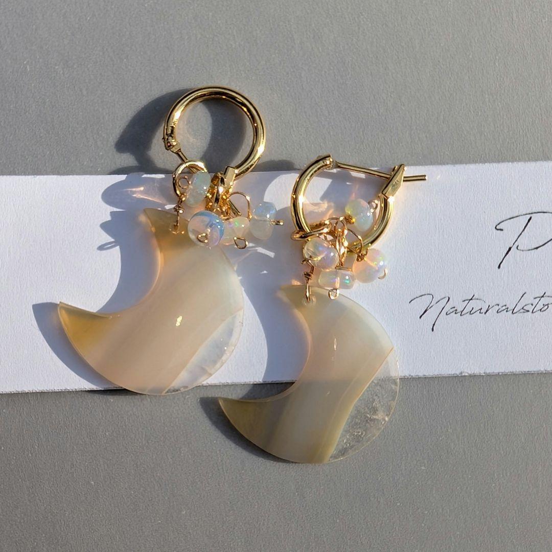 アイリスアゲート ムーン ピアス