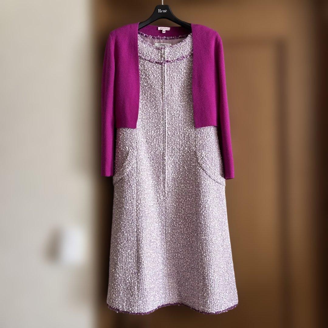 《美品》ルネRene TISSUE社　ピンク　パープル　ワンピース　36