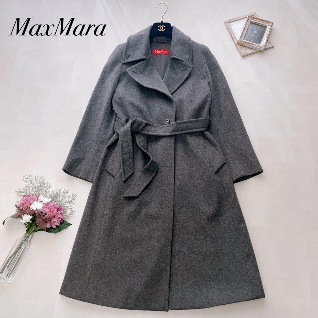 極美品✨マックスマーラ カシミヤ100% ベルテッドコート グレー 40 L