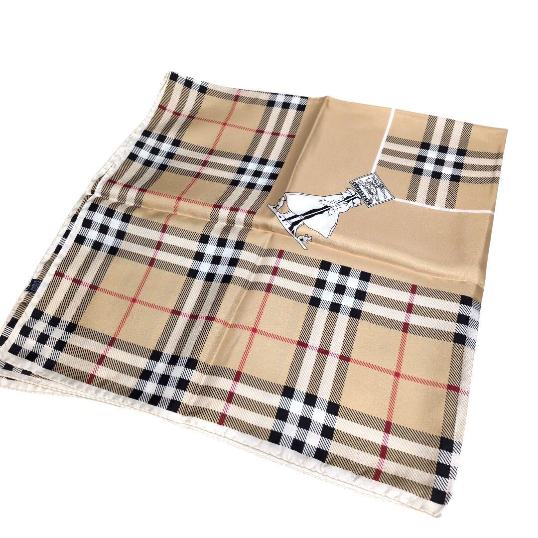 バーバリー ノバチェック シルクスカーフ 87×87 極美品 大判 騎士