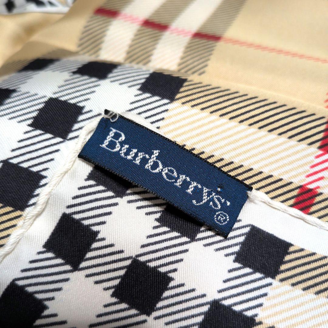 バーバリー ノバチェック シルクスカーフ 87×87 極美品 大判 騎士