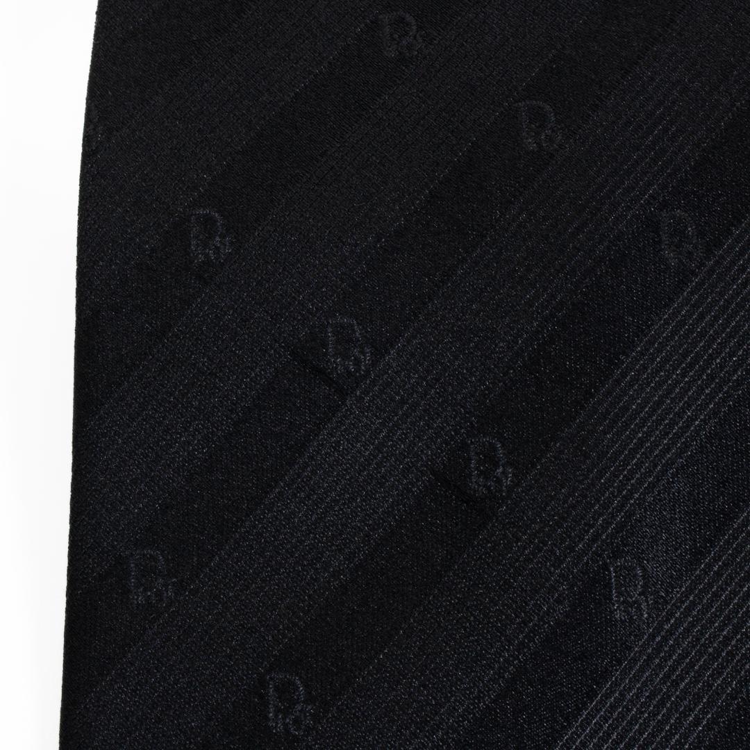 ディオール ネクタイ ジャガードタイ 黒 ブラック ストライプ ロゴ シンプル