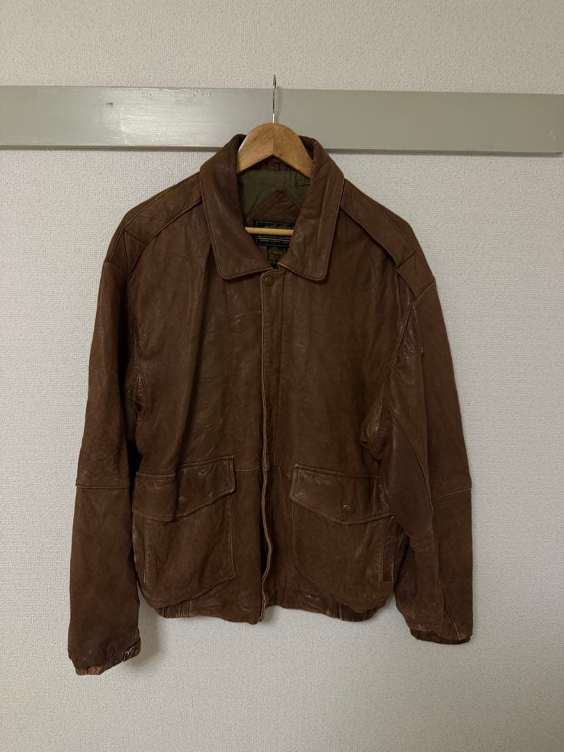 80s エディーバウアー　レザージャケット　古着　A-2 ブルゾン　ブラウン　茶