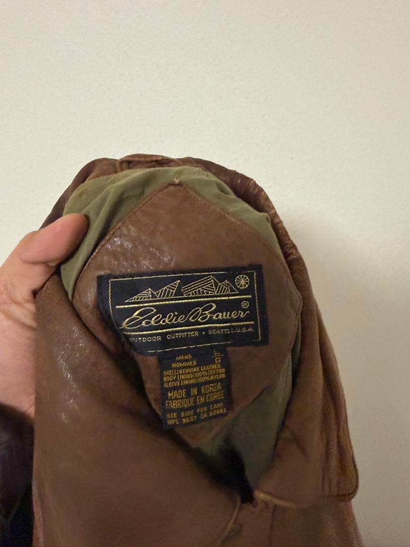 80s エディーバウアー　レザージャケット　古着　A-2 ブルゾン　ブラウン　茶