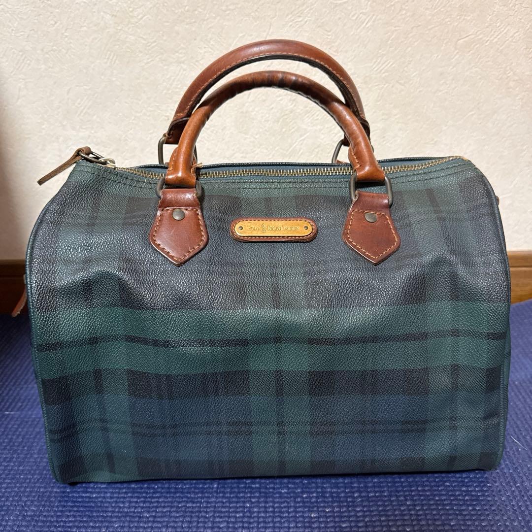 ラルフローレン　ミニボストンバック　チェック柄　PVC