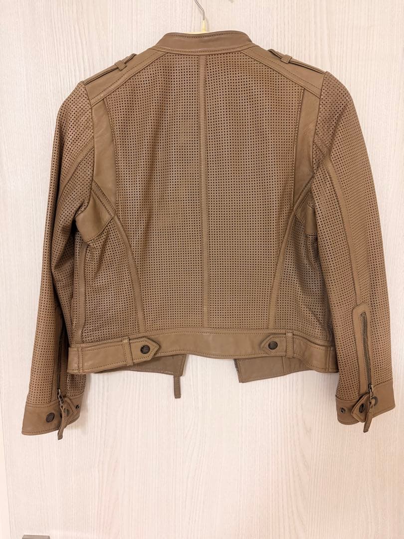 バーバリー　ベージュ レザーメッシュジャケット