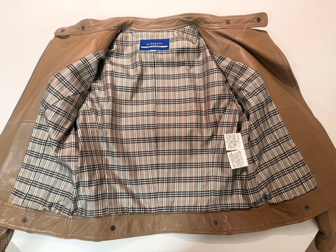 バーバリー　ベージュ レザーメッシュジャケット