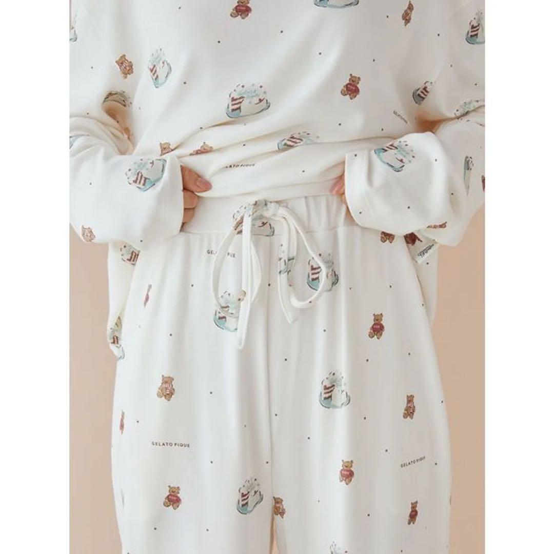 【新品未使用】ジェラートピケ＊ベアケーキ柄ワンピース&ロングパンツ2点セット