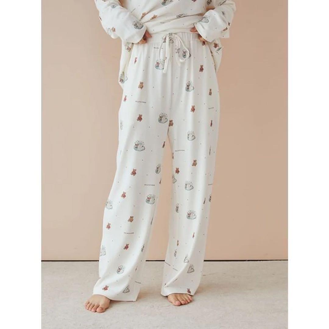 【新品未使用】ジェラートピケ＊ベアケーキ柄ワンピース&ロングパンツ2点セット