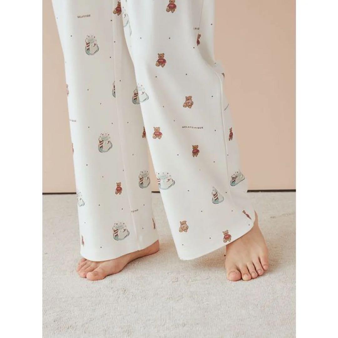 【新品未使用】ジェラートピケ＊ベアケーキ柄ワンピース&ロングパンツ2点セット