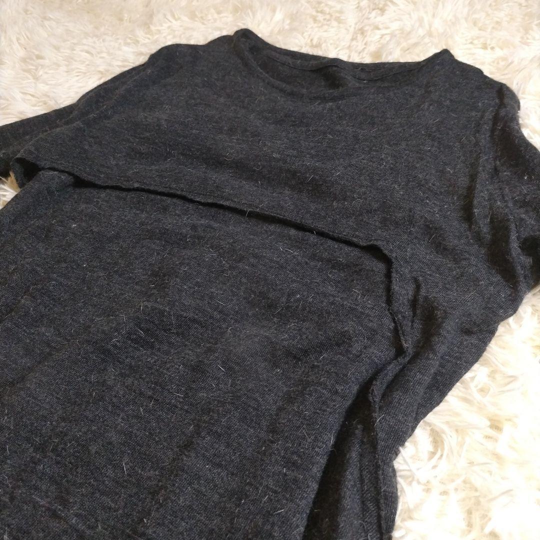 良品　Y's（ワイズ）変形デザインワンピース ブラックグレー　M