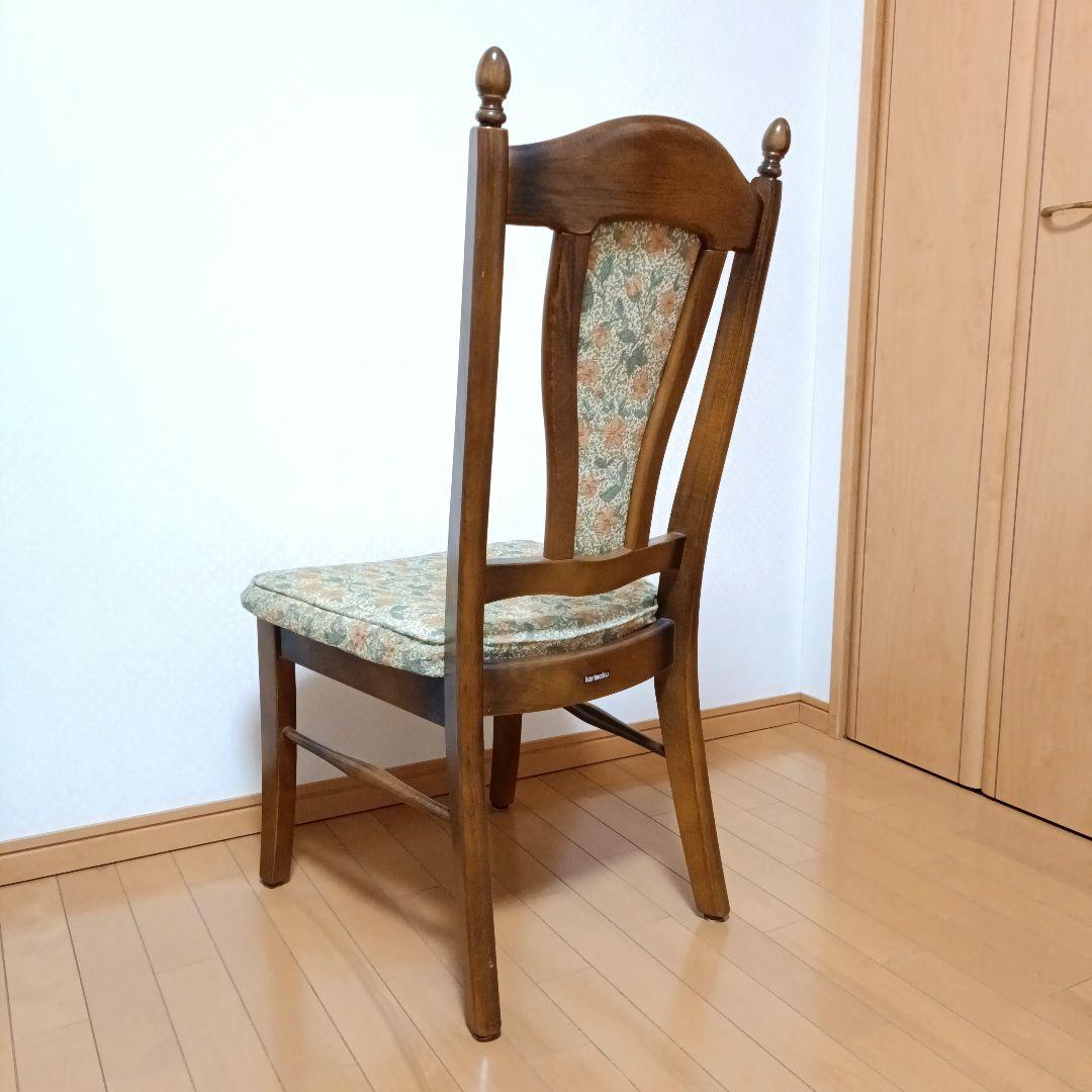カリモク　コロニアル　ダイニングチェア　ジャガード　レトロ　花柄　ヴィンテージ