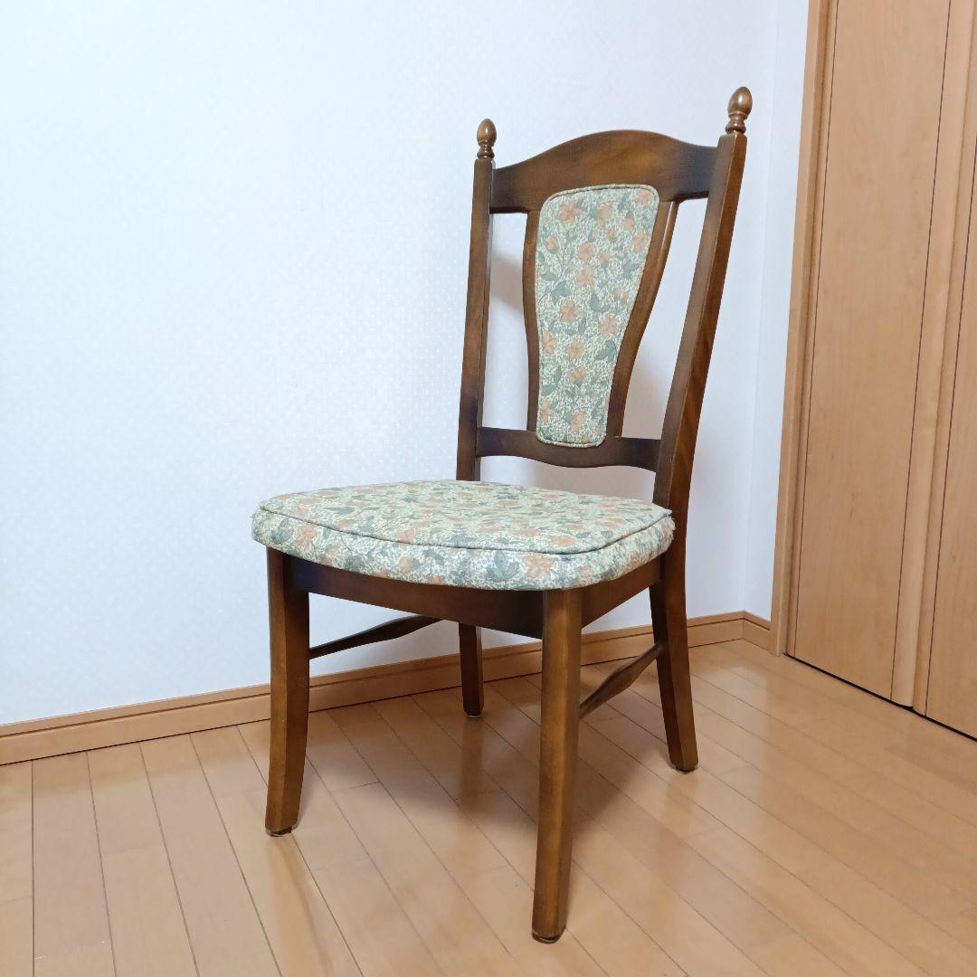カリモク　コロニアル　ダイニングチェア　ジャガード　レトロ　花柄　ヴィンテージ