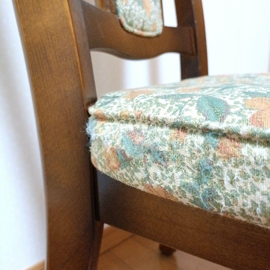 カリモク　コロニアル　ダイニングチェア　ジャガード　レトロ　花柄　ヴィンテージ