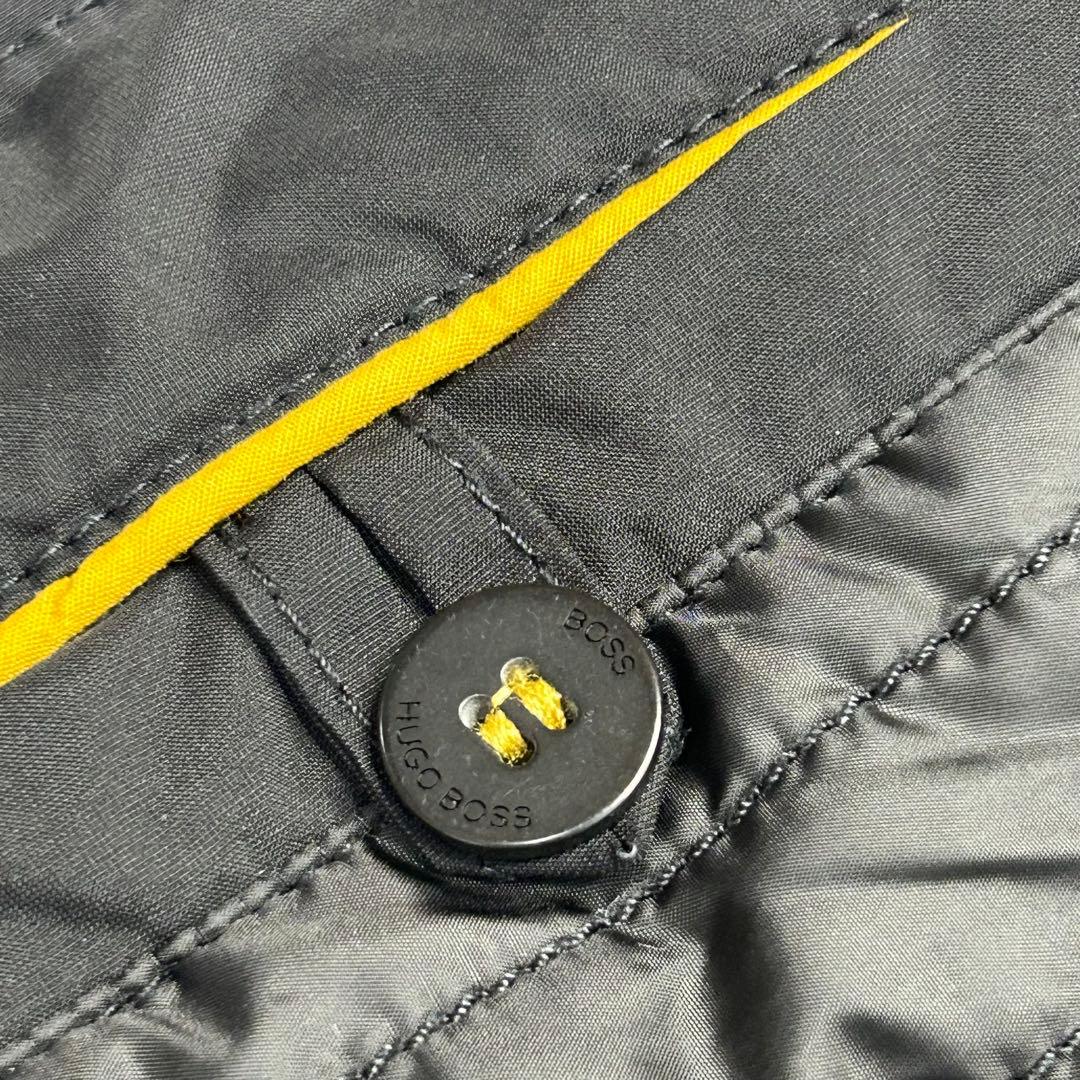 美品 ヒューゴボス ナイロンブルゾン フード キルティング BOSS 黒 短丈