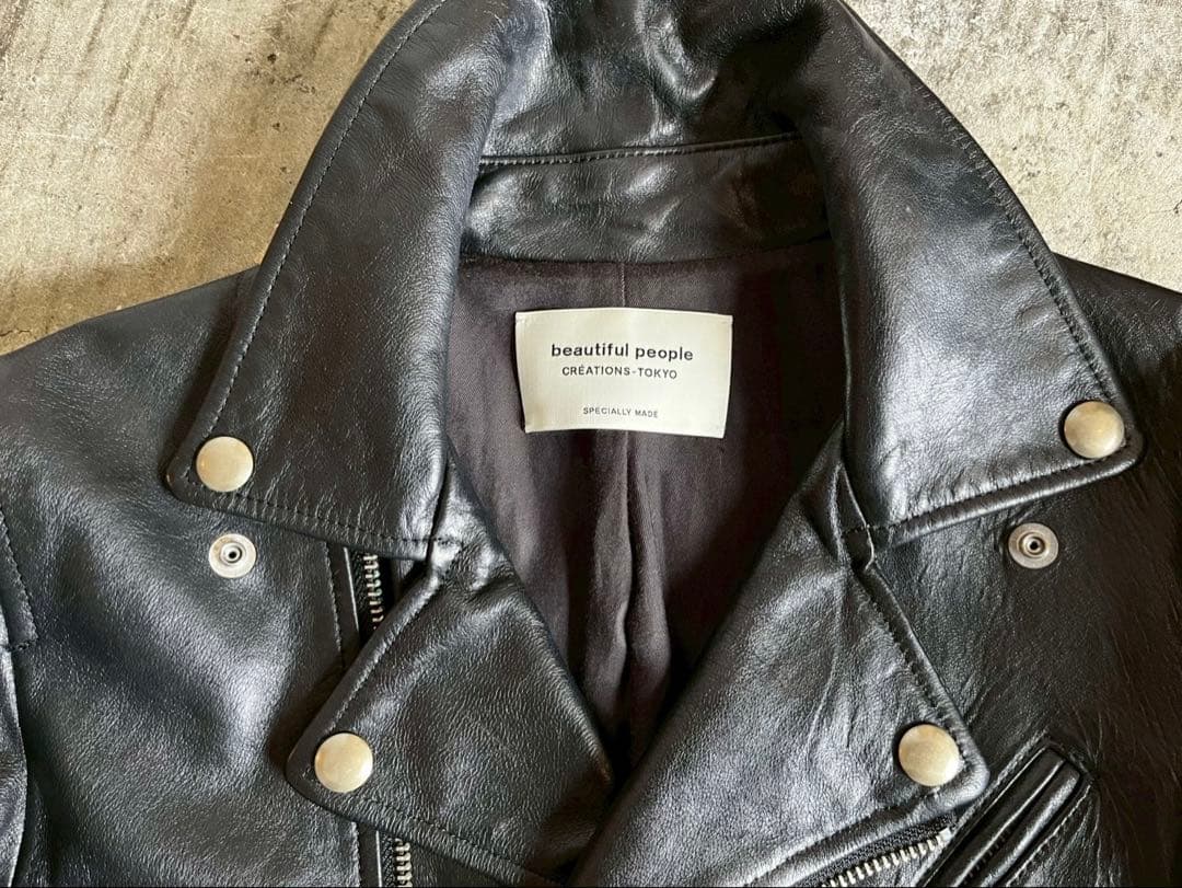 美品　beautiful people ダブルライダースジャケット 黒　160