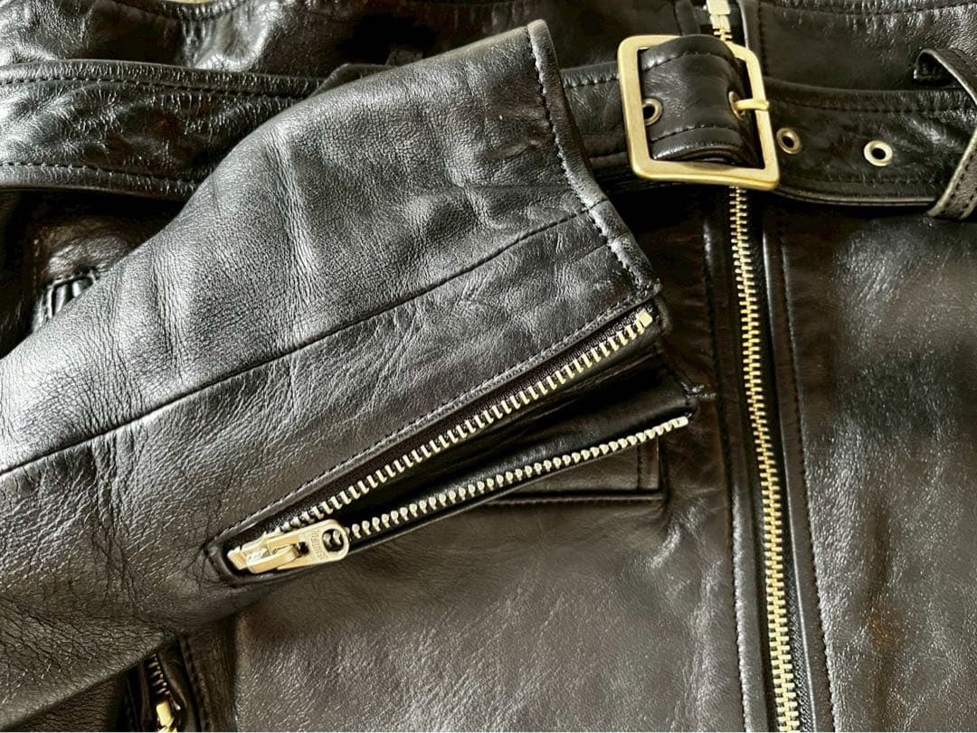 美品　beautiful people ダブルライダースジャケット 黒　160