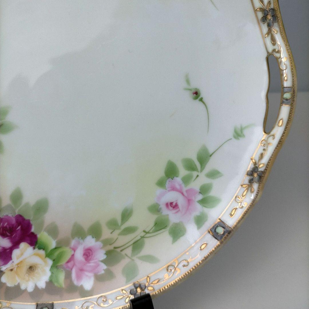 1891年～★カエデ印★オールドノリタケ 金彩点盛り薔薇絵皿