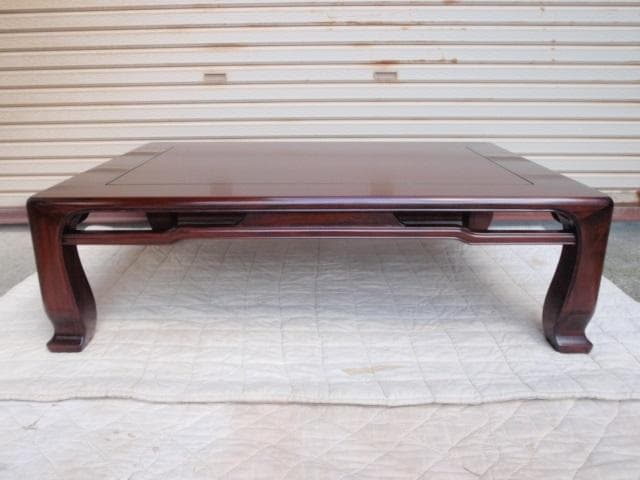 特価！新品♪4尺(120巾) 花梨無垢 一重ヌキ入り 高級座卓 座敷机ちゃぶ台