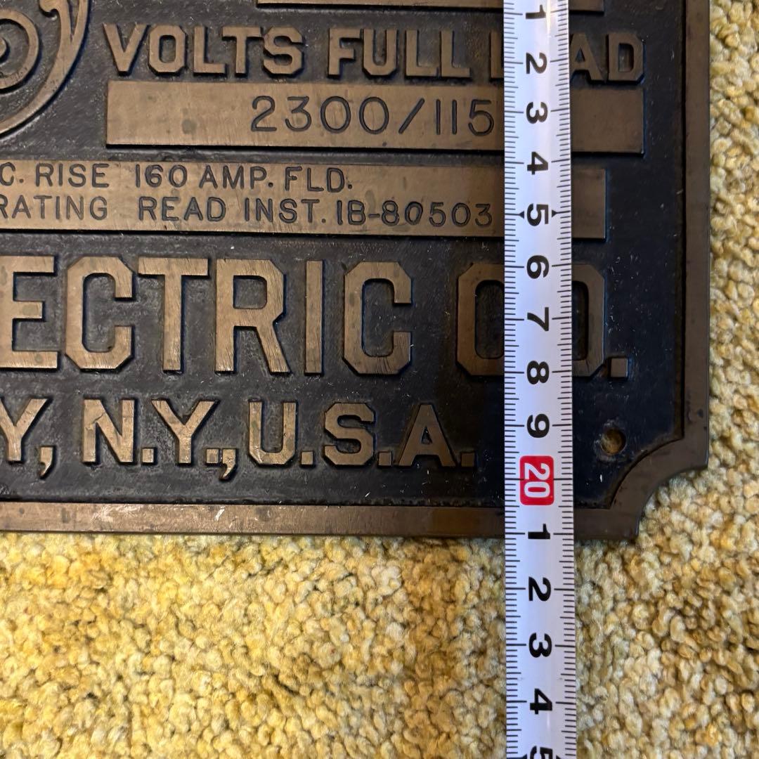 ゼネラル・エレクトリック社　交流発電機　看板プレート