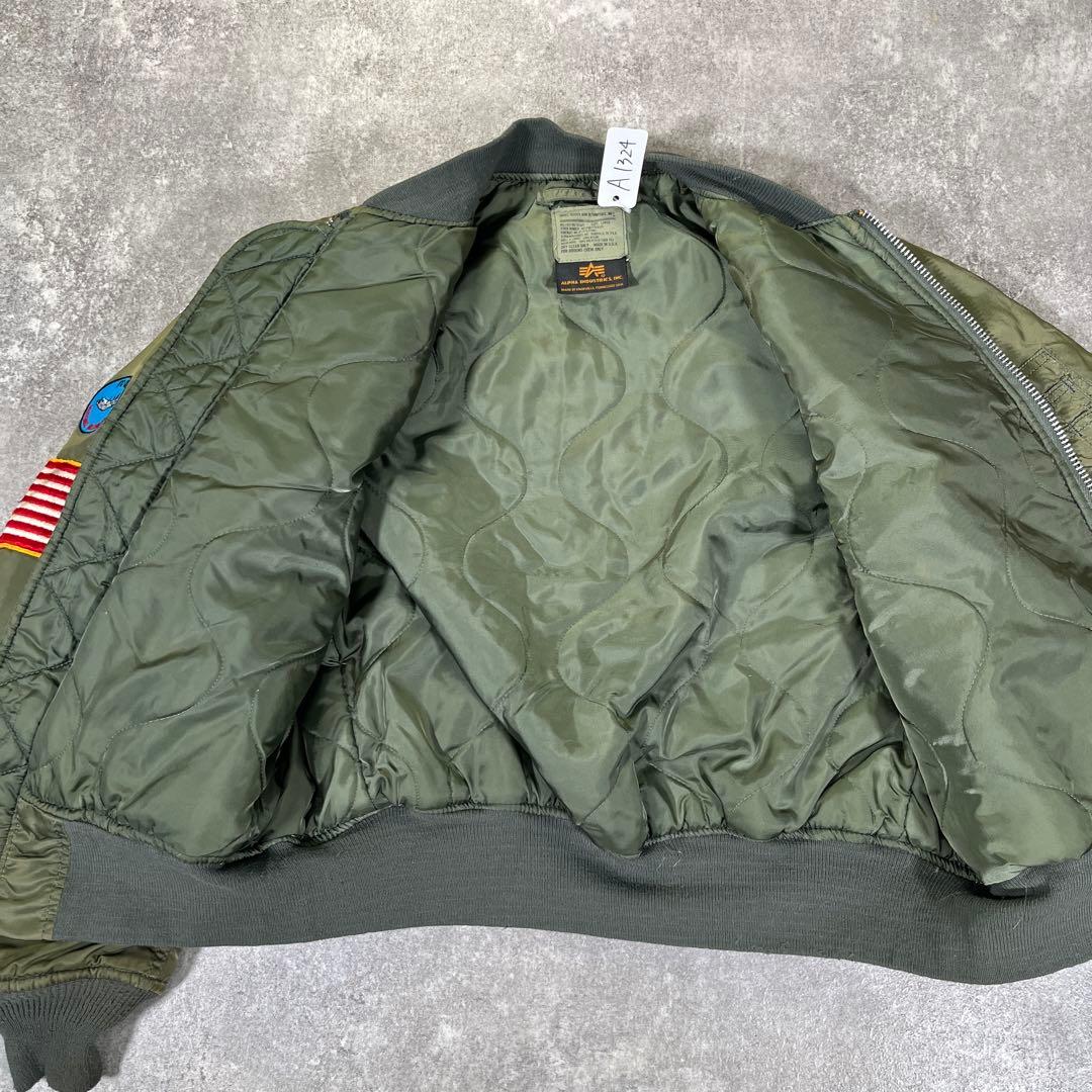 90s USA製　アルファ　ワッペン　MA-1 L フライトジャケット　米国製