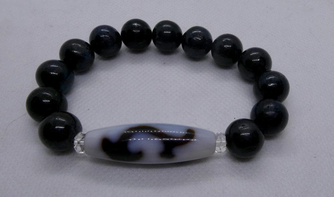 【願望達成】如意観音天珠(白天珠)とラブラドライトのブレスレット