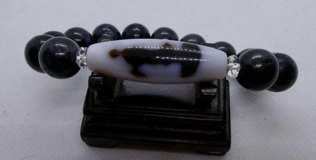 【願望達成】如意観音天珠(白天珠)とラブラドライトのブレスレット