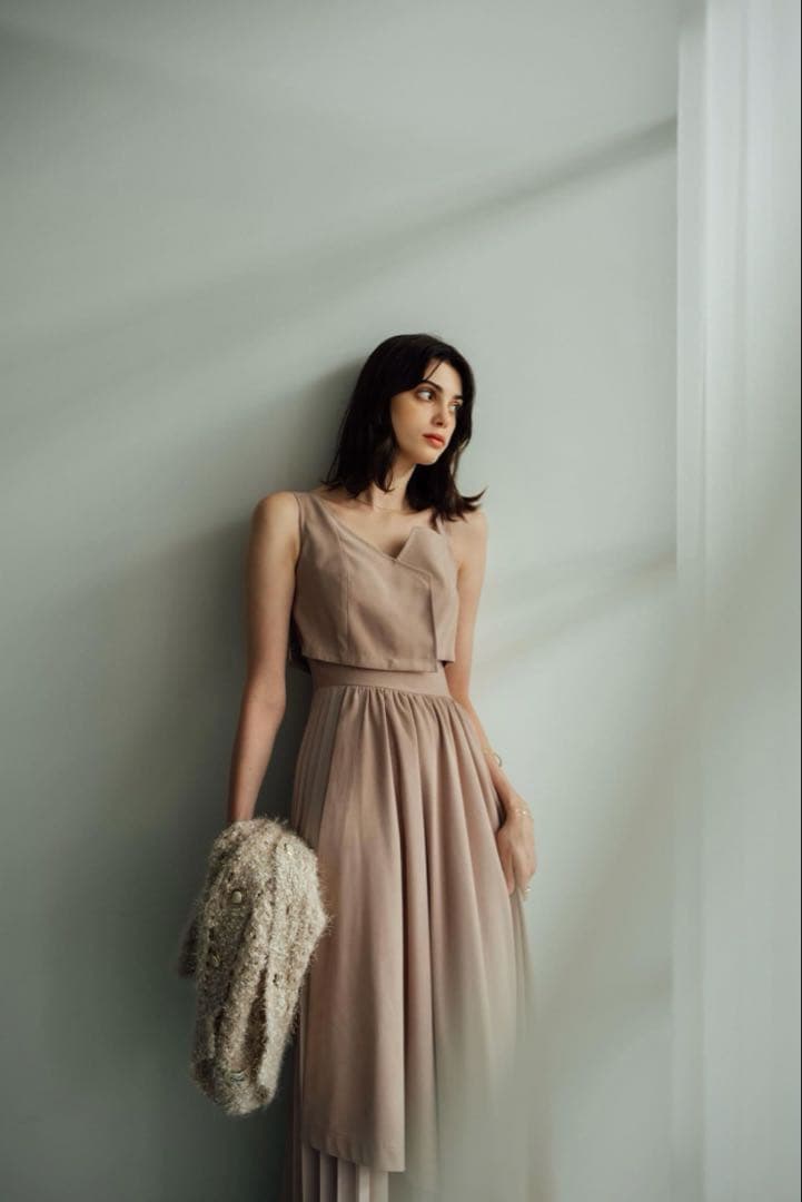ワンピース Pleats Asymmetry Dress(Light Pink)