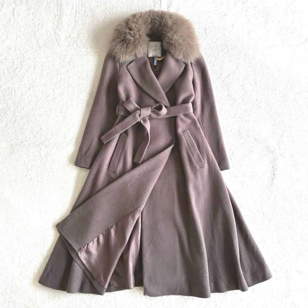 美品 ジルバイ ライトモッサドレスコート フォックスファー クリーニング済