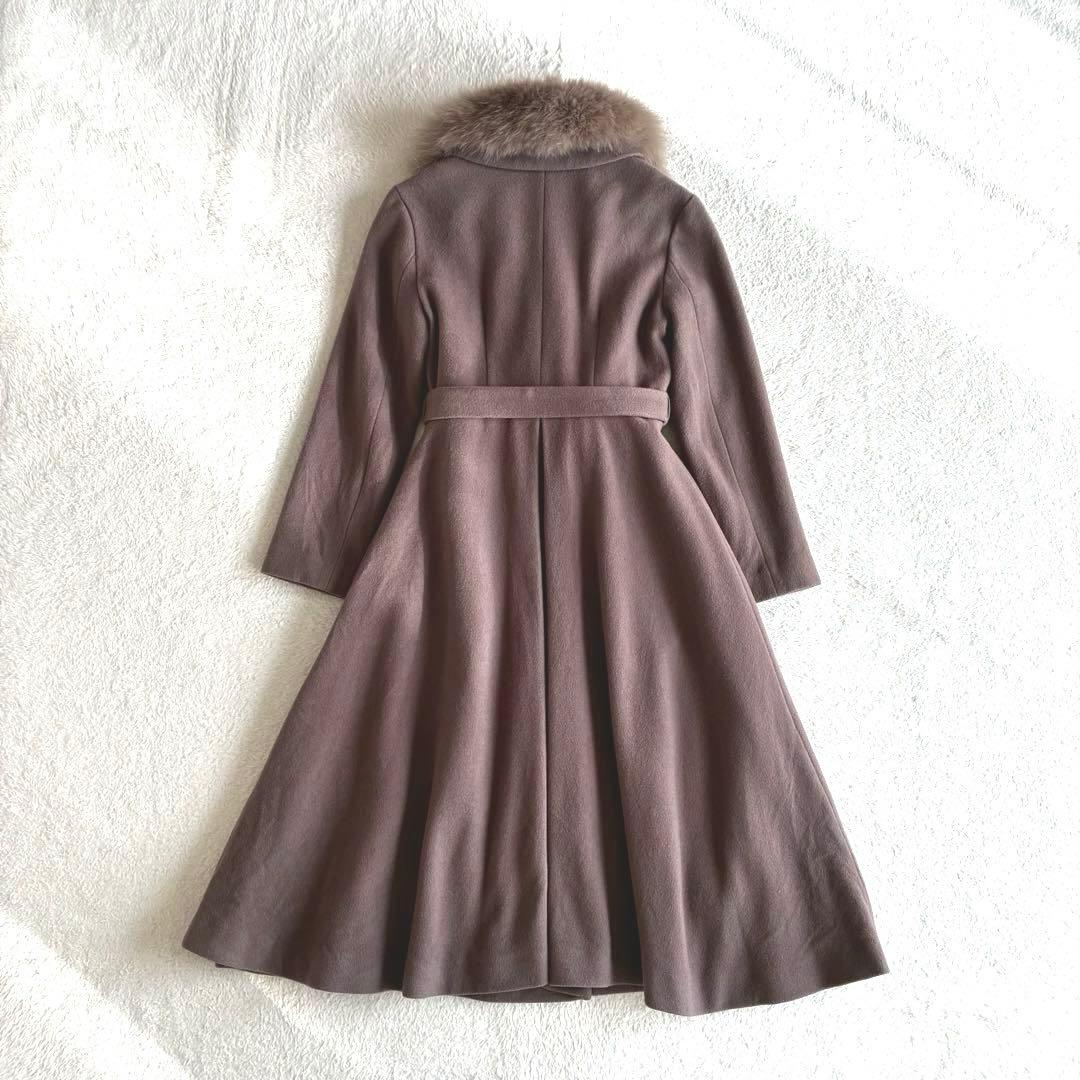 美品 ジルバイ ライトモッサドレスコート フォックスファー クリーニング済