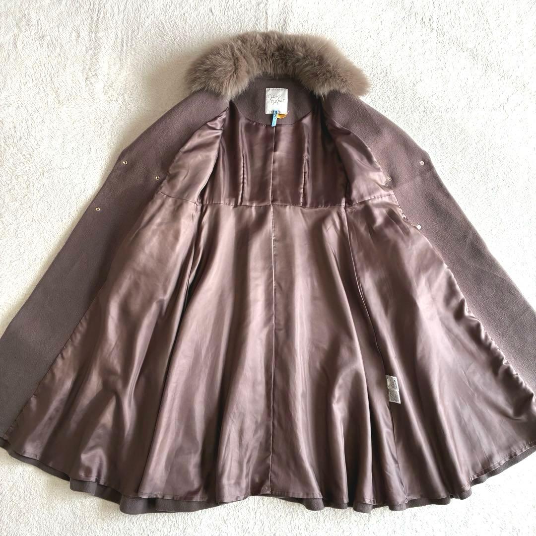 美品 ジルバイ ライトモッサドレスコート フォックスファー クリーニング済