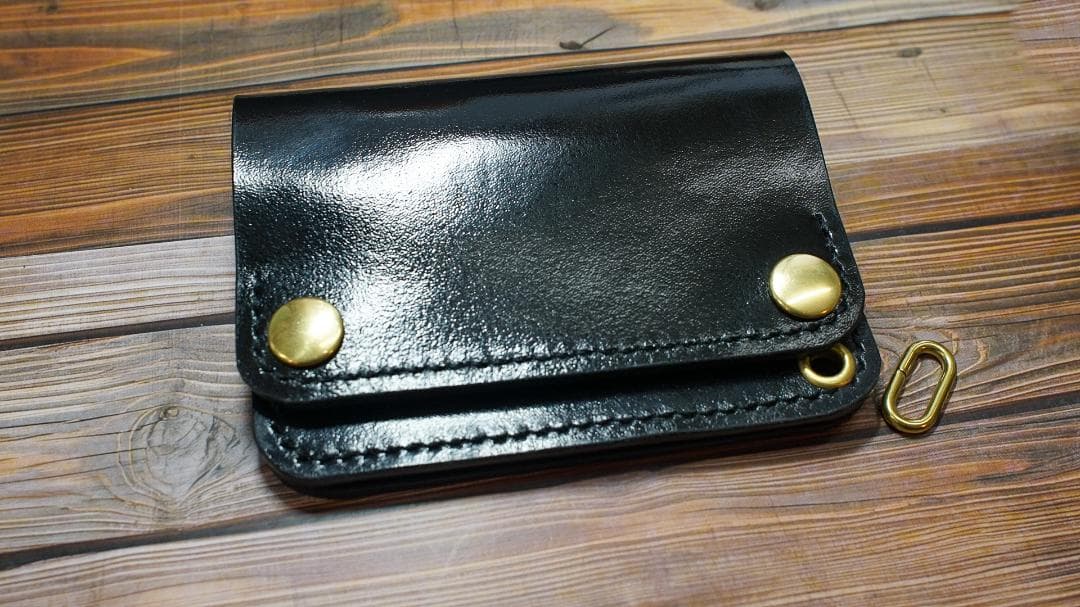 コードバン ショートトラッカーウォレット　ブラック 真鍮 トラッカーウォレット