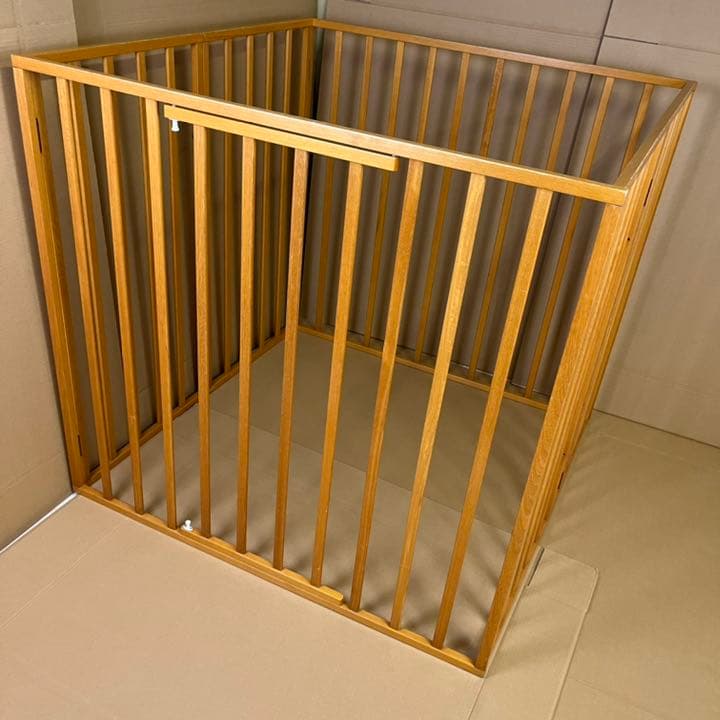 〈天然木〉大型犬、中型犬用ゲージ　犬小屋　折り畳み　サークル　ナチュラル
