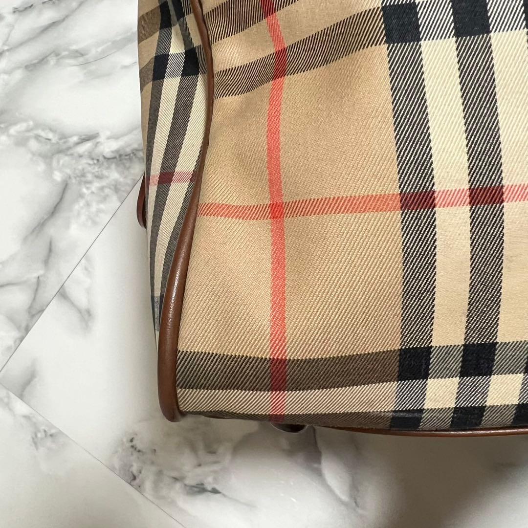 【美品】バーバリー　ボストンバッグ　月桂樹　ノバチェック　シャドーホース