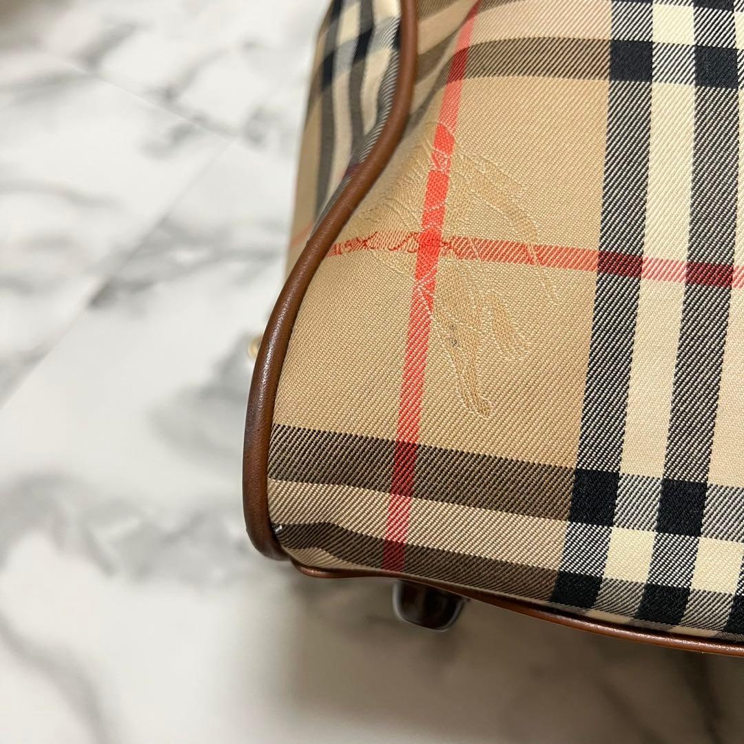 【美品】バーバリー　ボストンバッグ　月桂樹　ノバチェック　シャドーホース