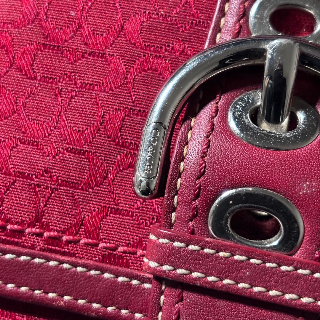 小物 Coach Red Canvas Signature Wallet