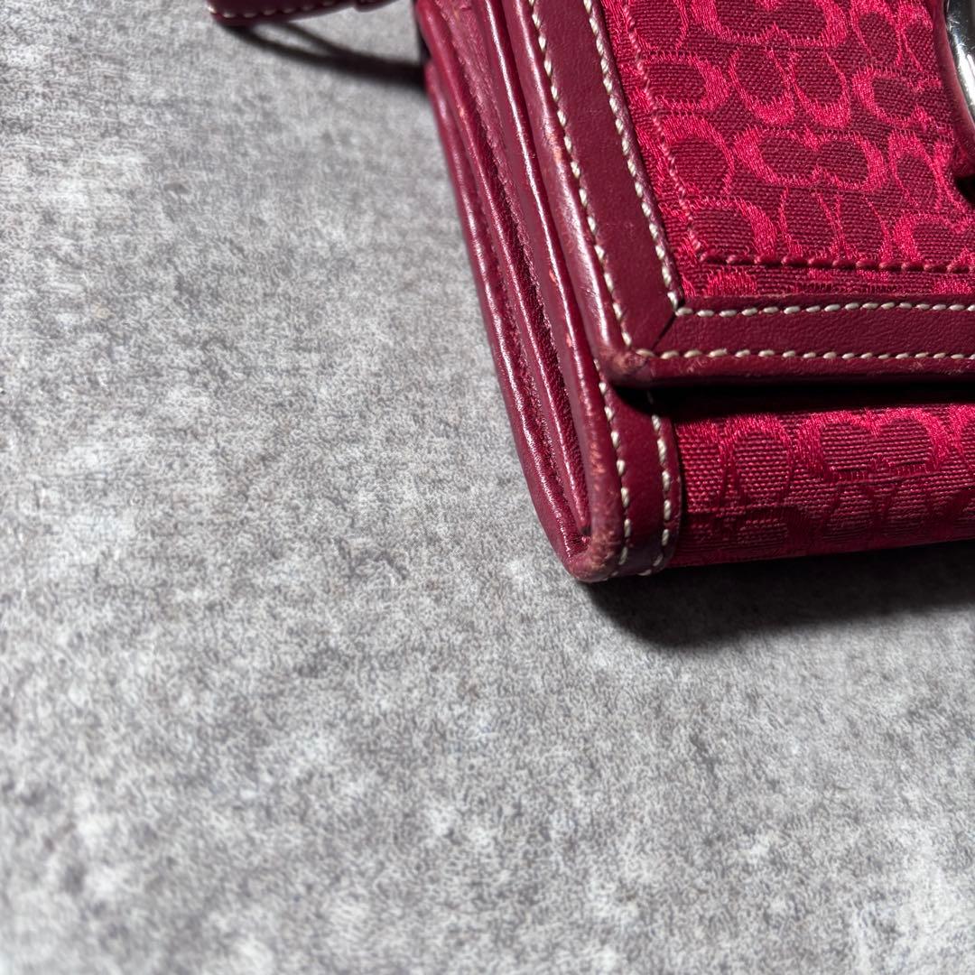 小物 Coach Red Canvas Signature Wallet