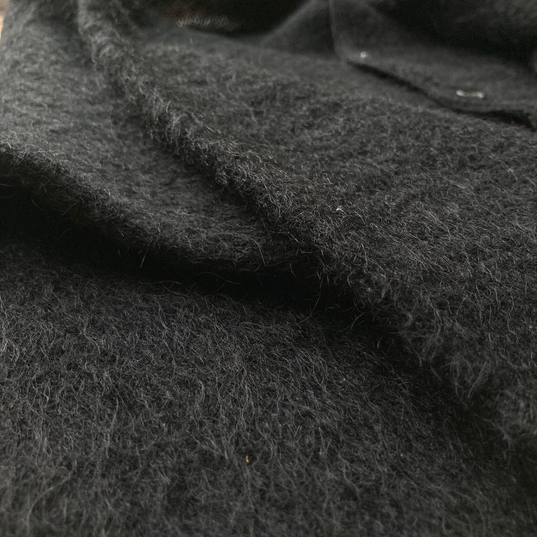 60s ブラック モヘア カーディガン 黒 毛足長 グランジ カートコバーン
